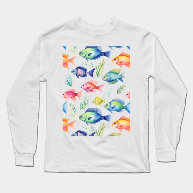 Tropical Fishes Pattern #1 Long Sleeve T-Shirt by RunAki